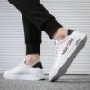 Youth Men's Casual Sneakers Man - White Versatile Breathable PU Leather Shoes Viatu vya Kiume with Non-Slip Wear-Resistant Rubber Sole & Lace-Up for Urban Street Fashion