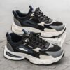 Hot New Men's Dad Sneakers Man - Black Fashion Versatile PU Leather Shoes Viatu vya Kiume with Non-Slip Wear-Resistant Rubber Sole & Lace-Up for Urban Street Style - 4 Hot New Men's Dad Sneakers Man - Black Fashion Versatile PU Leather Shoes Viatu vya Kiume with Non-Slip Wear-Resistant Rubber Sole & Lace-Up for Urban Street Style