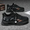 Hot Men's Dad Sports Sneakers Man - Black Breathable Non-Slip PU Leather Shoes Viatu vya Kiume with Wear-Resistant Rubber Sole & Lace-Up for Student Campus Street Style - 4 Hot Men's Dad Sports Sneakers Man - Black Breathable Non-Slip PU Leather Shoes Viatu vya Kiume with Wear-Resistant Rubber Sole & Lace-Up for Student Campus Street Style