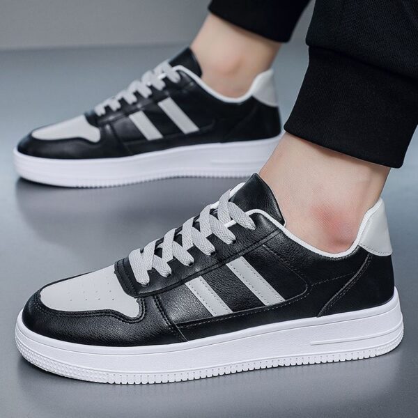 Hot New Men's Casual Platform Sneakers Man - Black Waterproof & Non-Slip PU Leather Shoes Viatu vya Kiume with Wear-Resistant Rubber Sole for Urban Street Fashion - 4 Hot New Men's Casual Platform Sneakers Man - Black Waterproof & Non-Slip PU Leather Shoes Viatu vya Kiume with Wear-Resistant Rubber Sole for Urban Street Fashion