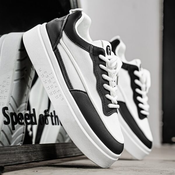 Youth Men's Casual Platform Sneakers Man - Breathable Non-Slip PU Leather Shoes Viatu vya Kiume with Wear-Resistant Rubber Sole, Trendy Fashion for Urban Street Style
