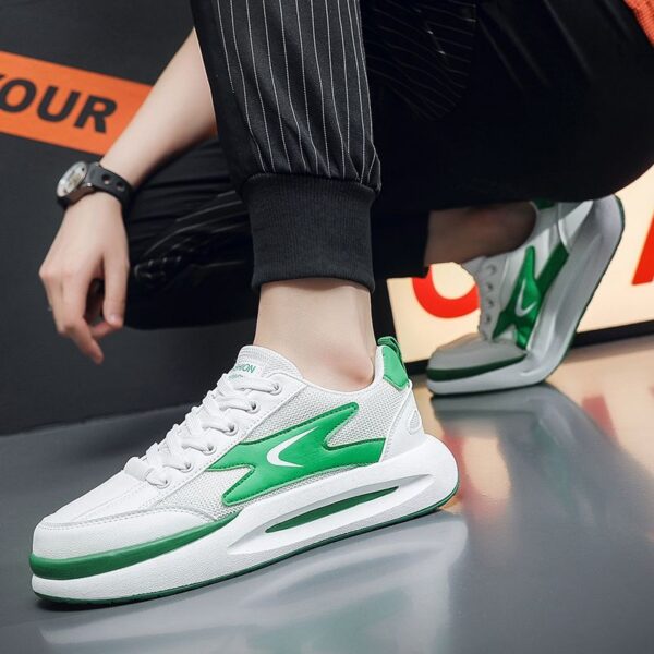 Youth Men's Hot Casual Platform Sneakers Man - Breathable Non-Slip PU Leather Shoes with Wear-Resistant Rubber Sole Viatu vya Kiume, Trendy Style for Student Campus & Urban Street