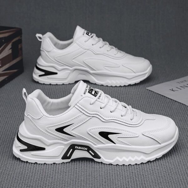 Hot Fashion Casual Sneakers Man - White Non-Slip Wear-Resistant & Waterproof Rubber Sole Dad Shoes Viatu vya Kiume, Versatile Sporty Lace-Up for Urban Street Style - 4 Hot Fashion Casual Sneakers Man - White Non-Slip Wear-Resistant & Waterproof Rubber Sole Dad Shoes Viatu vya Kiume, Versatile Sporty Lace-Up for Urban Street Style