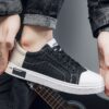 Youth Men's Canvas Sneakers Man - Fashion Casual Breathable PU Leather Shoes Viatu vya Kiume with Wear-Resistant Rubber Sole, Non-Slip & Airflow Enhanced for Urban Street Daily Commut