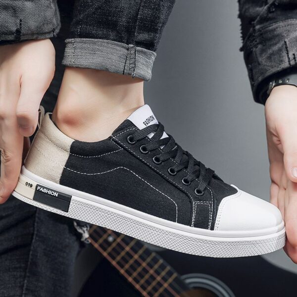Youth Men's Canvas Sneakers Man - Fashion Casual Breathable PU Leather Shoes Viatu vya Kiume with Wear-Resistant Rubber Sole, Non-Slip & Airflow Enhanced for Urban Street Daily Commut
