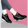 Women's Height Increasing Casual Shoes - Fashion Thick-Sole Platform Leather Sneakers with Soft Cushion, Versatile Sports-Inspired Design for Daily Wear (Trendy & Breathable)