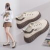 Women's White Sneakers - Korean Style Instagram Fashion Thick-Sole Platform Sports & Running Shoes for Students, Height Increasing Casual Lightweight Design - 4 Women's White Sneakers - Korean Style Instagram Fashion Thick-Sole Platform Sports & Running Shoes for Students, Height Increasing Casual Lightweight Design