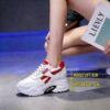 Ladies Height-Increasing Women Sneakers – White-Red Breathable Casual Shoes with Comfortable Fit – Daily Fashion