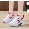 Ladies Height-Increasing Women Sneakers – White-Red Breathable Casual Shoes with Comfortable Fit – Daily Fashion